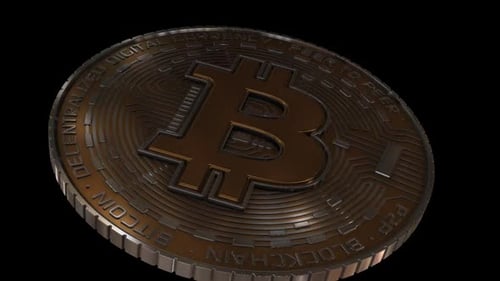 One Bitcoin Metal Coin Alpha Channel V002