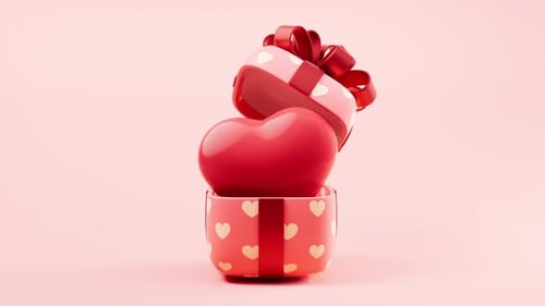 Loop animation of gift box and love heart