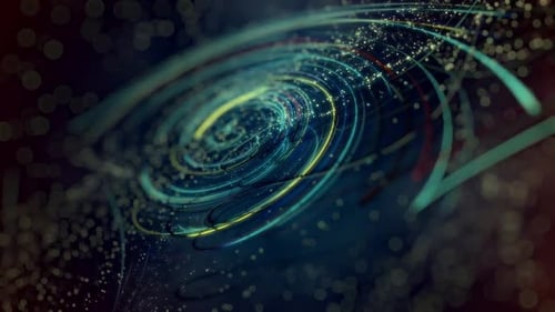 Animation mit bunten spiralförmigen Lichtlinien