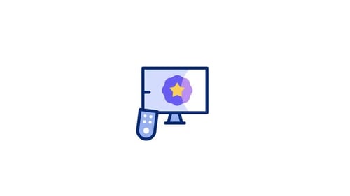 Animated Flat Design Monitor Remote Control Star Icon