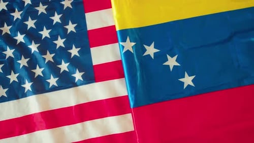 US and Venezuelan Flags Representing International Relations