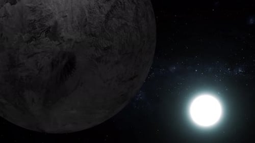 Spinning Planet and Bright Star in Space