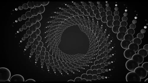 Abstract Swirling Geometric Spheres Tunnel Animation Loop