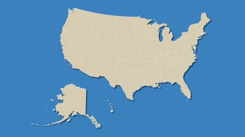 Wyoming, United States of America map animation. USA map
