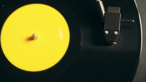 Vinyl Record Rotating on Record Player