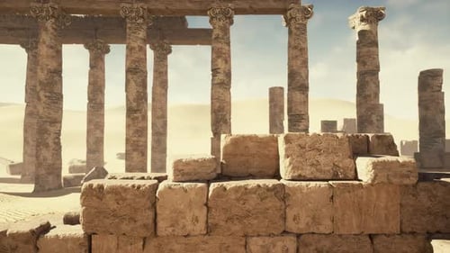 Ancient Ruins of Ptolemais Near Benghazi