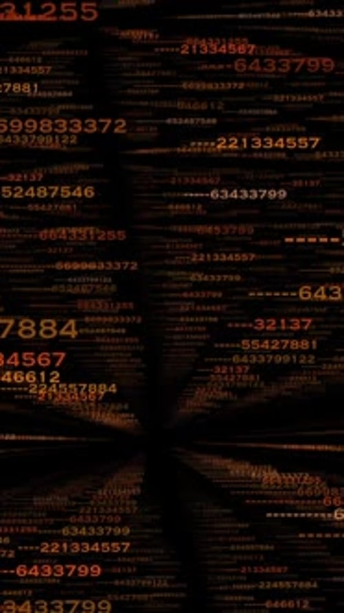 Abstract Digital Numbers Tunnel on Black Background