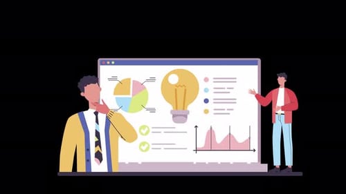 Animated Flat Design Business Analysis with Presenting People