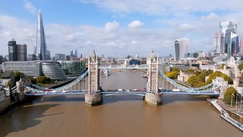 Iconic Tower Bridge Connecting London with Southwark on the Thames River