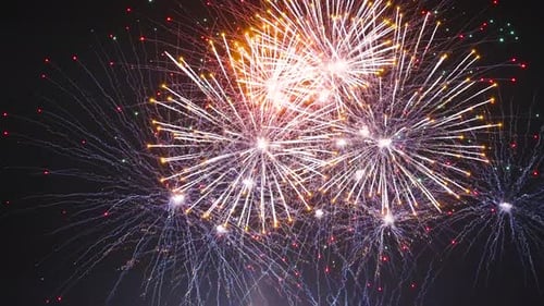 Finale Fireworks Display New Years Eve Celebration Close Up Colours Slow Motion