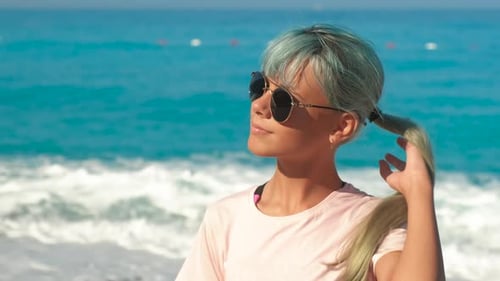 Blue Teen on Amazing Sea Beach