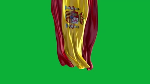 Realistic Waving Spanish Flag with Green Screen