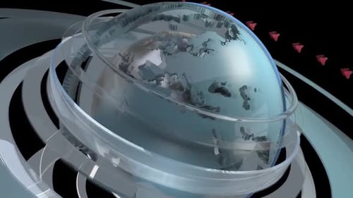 Earth Globe Spinning For News Broadcast