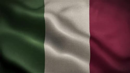 Waving Italian Flag Realistic Fabric Animation