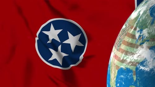 Tennessee Flag With Earth Globe