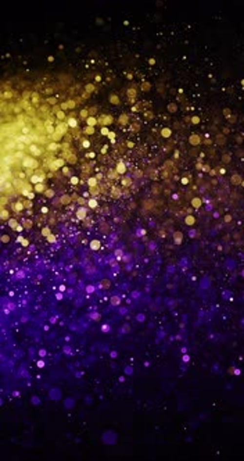Abstract Sparkling Golden and Purple Glitter Particles