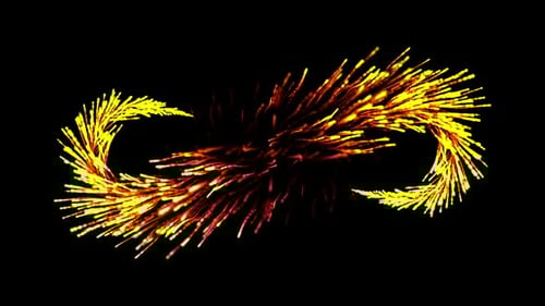 HD 3D animation. Whirlpool of mixed particles, flying on dark background