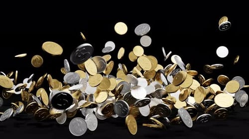 Slow Motion Dollar Coins Cascade