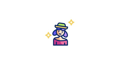 Animated Flat Design Icon of a Person Wearing a Hat