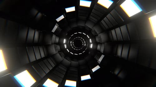 Black And White Neon Spiral Screens Tunnel Background Vj Loop In 4K