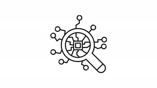 Lupa sobre animación de circuitos para el concepto de análisis de IA