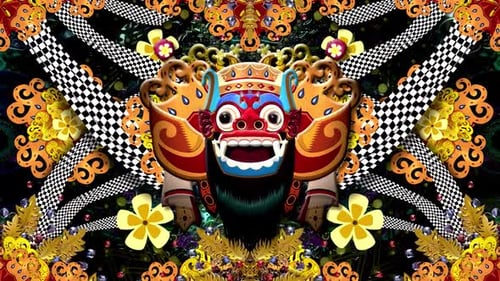 Vibrant Ornate Mask Animation with Opening Mouth Loop