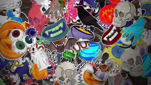 Animated Halloween Stickers Collection Elements