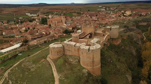 Aerial view of the Berlanga del Duero castle.