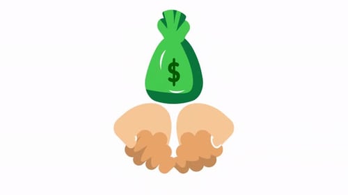 Animation mit flacher Moneybag-Symbolleiste mit nahtloser Schleife und Alphakanal