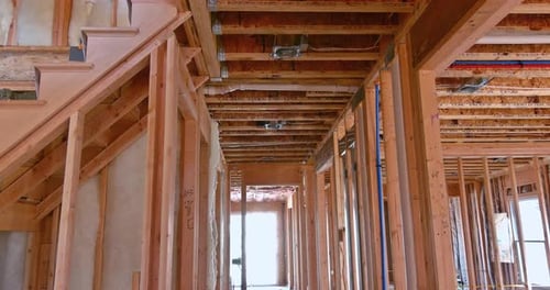 Wood Framing Inside a Building Under Construction