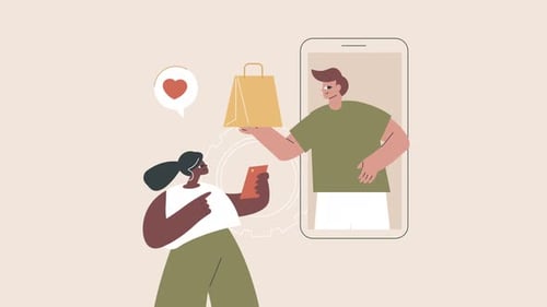 Flat Design Online Shopping Mobile App Delivery Animation