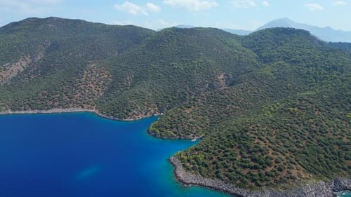 Amazing bay in mediterranean sea with a boat.