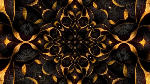 Gorgeous Black and Gold Floral Pattern Art Background Loop