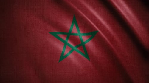 Seamless Loop Waving Flag of Morocco Animation