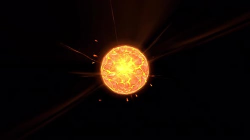 Vídeo de sol ardiente con rayos de sol y brasas animadas con Alpha Channel