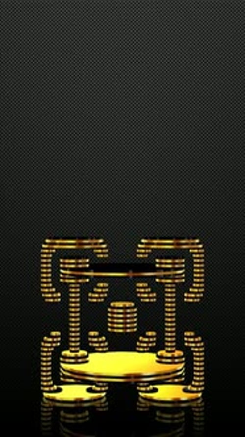 Vertical Background, Black and Gold Figure, Shape, Exclusive, Unique Design, 3D Render, Mirror