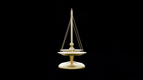 Animated Golden Scale of Justice Symbolizing Law and Balance