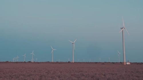 Windmills for electric power production. Wind generators. Wind farms.