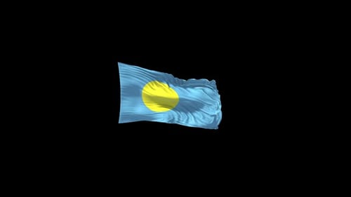 Palau National Flag Waving in Realistic Loop Animation