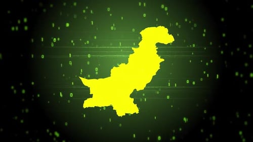 Digital Map of Pakistan Reveals with Glitch and Binary Code