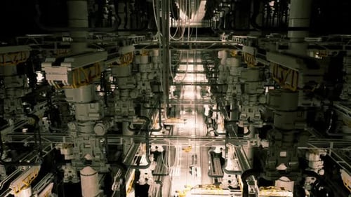 High Tech Manufacturing Facility with Advanced Machinery and Bright Lighting