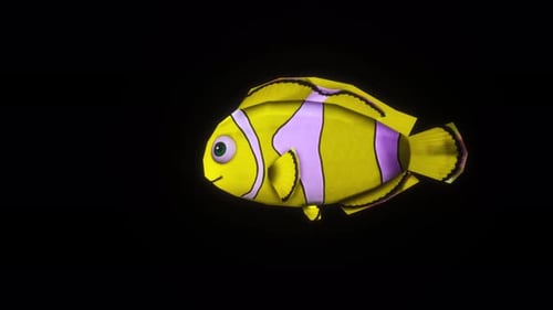 Stylized Yellow Fish 3D Character Animation