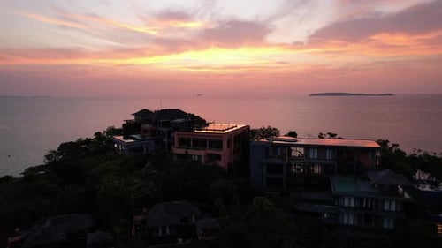 View of Cape Panwa Beach at Sunset in Phuket Thailand