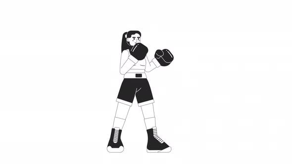Animated Bw Kickboxing Woman, Elements Motion Graphics ft. kickboxing ...