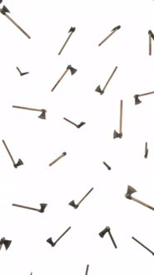 Vertical Floating Axes on White