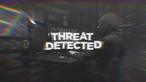 Threat Detected Glitch Text Animation for Cyber Security Videos
