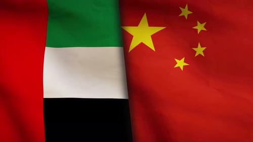Bandeira dos Emirados Árabes Unidos e da China