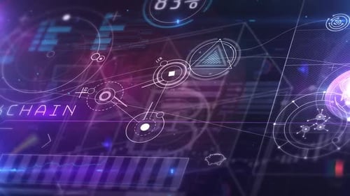 Farbiger digitaler Raum von Blockchain und Bitcoin HD