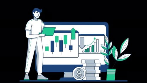 Businessman analyzing financial data on a computer screen