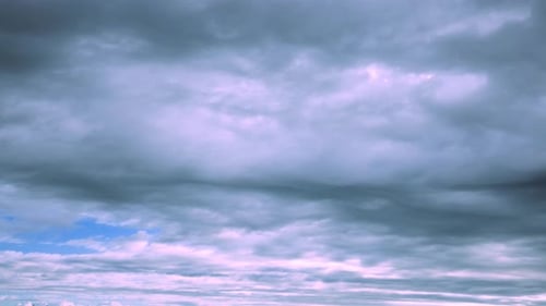 Timelapse Dramatic Sky Fantasy Clouds Flight Of Fancy Transition From Rainy Clouds To Fluffy Cloud